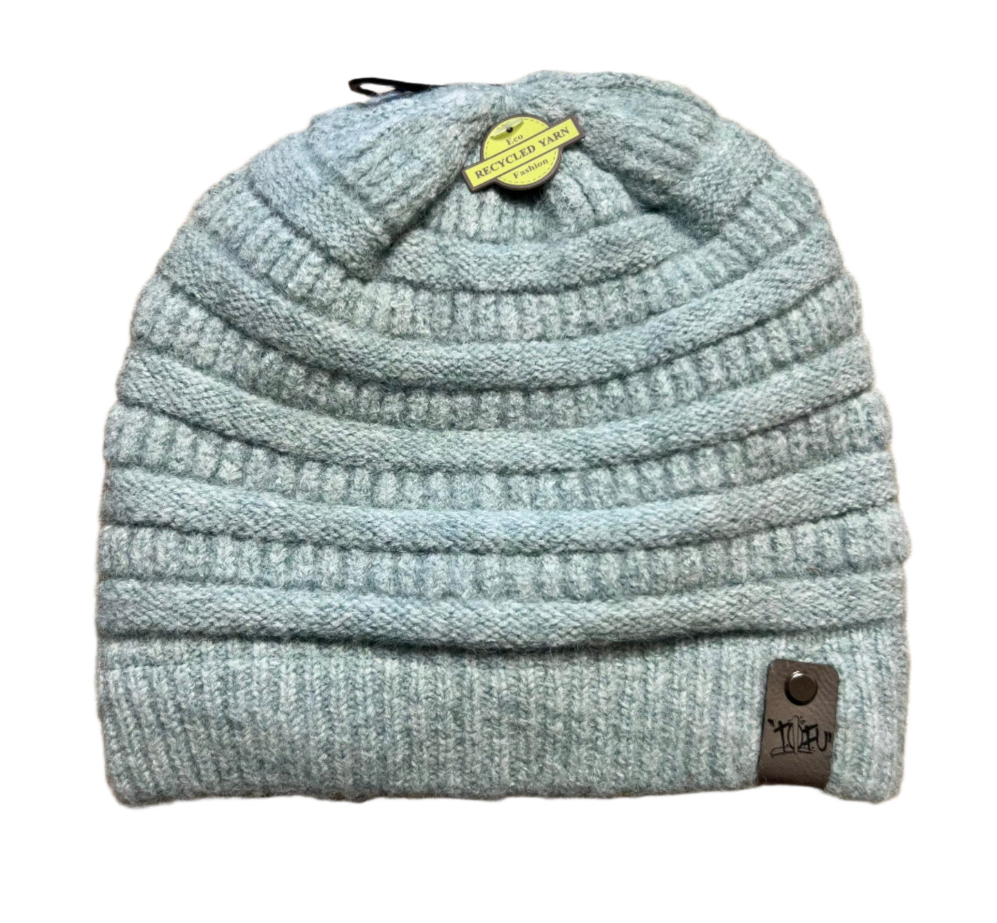 Mint Colored Beanie With "TOFU" Leather Logo